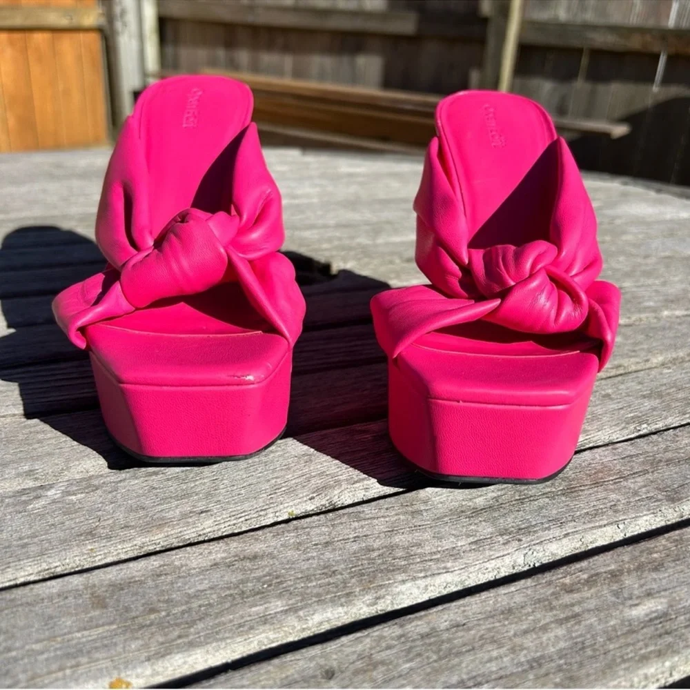 Open Edit Kaia Knot Platform Sandals in pink‎ rouge size 7 spring summer preppy